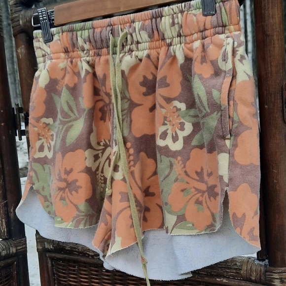 Wild Fable Floral Athletic Shorts - Orange and Green - Picture 2 of 6